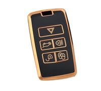 TPU Car Key Case Cover Shell Fob For Land Rover For Range Rover For Discovery 5 Sport 2018 2019(Black gold,Case)