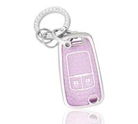 TPU Car Key Cover for Opel Vauxhall Adam Mokka Astra Insignia Zafira Corsa Meriva Vectra Cascada Chevy Cruze - 2/3 Buttons Smart Fob with Keyring - Purple Silver