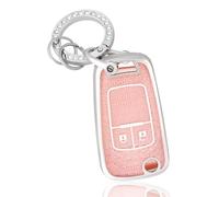 TPU Car Key Fob Cover for Opel Vauxhall Adam Mokka Astra Insignia Zafira Corsa Meriva Vectra Cascada Chevy Cruze - 2-3 Button Shell with Keyring - Pink Silver