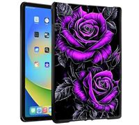 TPU Case for 6" Kindle 10th Generation, 2019 Release & Kindle Signature Edition E-Reader - Slim Fit Shockproof Protective Cover with Purple Rose with Black Leaves Design