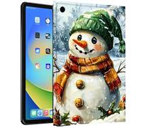 TPU Case for iPad Air3/10.5 2019/7th 10.2 2019/2020 for iPad 9th 2021 - Slim Fit Shockproof Protective Cover with Snowman with Hat Design for iPad 10.5"