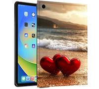 TPU Case for iPad mini 1st,2nd,3rd,4th,5th Generation 7.9" - Slim Fit Shockproof Protective Cover with Two Red Hearts On The Beach Design for iPad mini 1/2/3/4/5