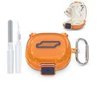 TPU Case for Shokz OpenFit 2+ Cover, with Secure Lock Sofe TPU Shell Case, Military-Grade Full Coverage with Keychain Cleaning Kit for Shokz OpenFit 2+ T921(2025)(LED Visible) Women Men (Clear Orange)