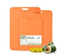 TPU Cutting Boards for Kitchen, Chopping Board Set of 3, Non Slip Cutting Boards with Juice Groove, Knife Mark Resistant Chopping Mat, BPA Free, Dishwasher Safe, Space Saving Camping Cutting Board