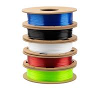 TPU Filament 1.75mm Combipack, TINMORRY 3D Printer Filament, 200g x 5 Spools, Black+White+Transparent Red+Transparent Blue+Transparent Green