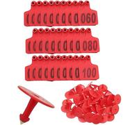 TPU Livestock Mark， Livestock Ear Tags with Serial Numbers Multiple Sizes Pack of 100(Red 4 * 5cm,001-100)