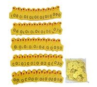 TPU Pig Cow Ear Tag Number 001-100 Ear Label Tag Livestock Accessory Farm (Yellow)