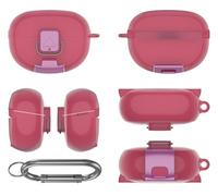 TPU Protective Case Compatible with Bose Ultra Open Earbuds with Switch Cover Design - Shockproof Storage Holder, Secure Charging Cover & Carabiner Clip (Red)