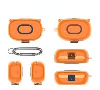 TPU Protective Case Compatible with JBL Endurance Peak 3 Earbuds - Hard Shell, One-Piece Switch Design with Carabiner (Transparent Orange)