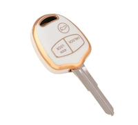 TPU Shell Fob For Mitsubishi For Lancer EX For Evolution For Grandis For Outlander For Triton For Pajero ASX 2/3 Buttons Car Key Case Cover(White gold,3 button)