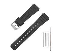 TPU Watch Strap Compatible with Casio F-91W/F-84/F-94/F-105/F-108/A-158/A-168 Men's and Women's 18mm Watchbands Replacement, silver buckle, One Size