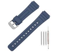 TPU Watch Strap Compatible with Casio F-91W/F-84/F-94/F-105/F-108/A-158/A-168 Men's and Women's 18mm Watchbands Replacement, Sapphire blue/silver buckle, One Size