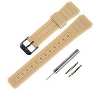 TPU Watch Strap Replacement for Casio F-91W/F-84/F-94/F-105/F-108/A-158watch bands for men and Women (Black Buckle/Khaki)