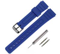 TPU Watch Strap Replacement for Casio F-91W/F-84/F-94/F-105/F-108/A-158watch bands for men and Women (Black Buckle/Blue)