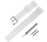 TPU Watch Strap Replacement for Casio F-91W/F-84/F-94/F-105/F-108/A-158watch bands for men and Women (Translucent/Silver Buckle)
