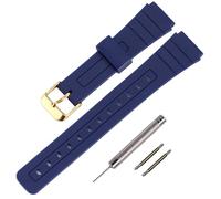 TPU Watch Strap Replacement for Casio F-91W/F-84/F-94/F-105/F-108/A-158watch bands for men and Women (Gold Buckle/NavyBlue)