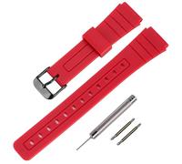 TPU Watch Strap Replacement for Casio F-91W/F-84/F-94/F-105/F-108/A-158watch bands for men and Women (Red/Black Buckle)