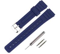 TPU Watch Strap Replacement for Casio F-91W/F-84/F-94/F-105/F-108/A-158watch bands for men and Women (Silver Buckle/NavyBlue)