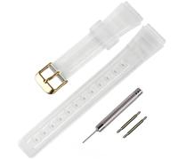 TPU Watch Strap Replacement for Casio F-91W/F-84/F-94/F-105/F-108/A-158watch bands for men and Women (Gold Buckle/Translucent)