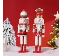 Tpudn 2 Pcs Wooden Christmas Decorations Nutcracker Soldier, 38CM Traditional Painted Nutcracker Figures,Festive Collectible Christmas Party for Home Fireplace Christmas Tree Party Decoration