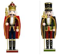 Tpudn 2 Pcs Wooden Christmas Decorations Nutcracker Soldier, 38CM Traditional Painted Nutcracker Figures,Festive Collectible Christmas Ornament Gift for Family Friends