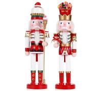Tpudn 2PCS 38cm Giant Nutcracker Doll Holding Candy Cane & Ice Cream Cone - Collectible Wooden Nutcracker Creative Figures Christmas Decoration for Home, Party, or Festive Gift