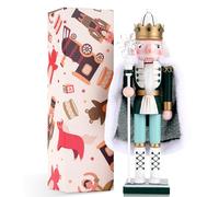 Tpudn 30CM Wooden Nutcracker Doll with Cloak- Traditional Handcrafted Christmas Decoration for Tree, Tabletop, or Party - Xmas Thanksgiving White Snow Themed Holiday Collectible