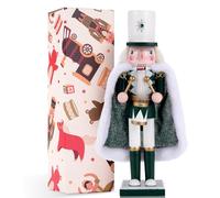 Tpudn 32CM Wooden Nutcracker Doll with Cloak- Traditional Handcrafted Christmas Decoration for Tree, Tabletop, or Party - Xmas Thanksgiving Themed Holiday Collectible