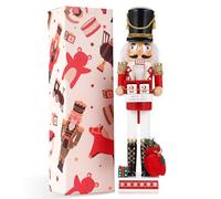 Tpudn 40cm Large Nutcracker Doll Holding Christmas Countdown Calendar - Festive Holiday Decor with Advent Feature - Traditional Wooden Xmas Decoration for Home, Tabletop, Party & Gift
