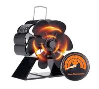 Tpudn 6 Blade Heat Powered Wood Stove Fan - Silent Eco Fan for Log Burner/Fireplace, Mini Wood Burning Tool Sets for Home Heating, No Battery Needed (Black)