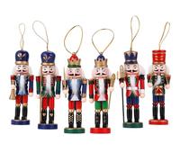 Tpudn 6Pcs Christmas Nutcracker Ornament Mini Soldier Figures, 4.8 Inch Traditional Painted Wooden Nutcracker Doll, Christmas Tree Hanging Decorations, Fireplace Tabletop xmas Decorations Indoor