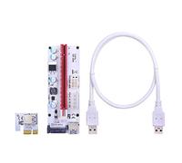 TPUOTI 100PCS LED 008S PCI-E Riser Card PCI Express 1X To 16X 60CM USB 3.0 Cable 4Pin 6Pin 15Pin SATA Power For GPU Video Card(White 0.6M)
