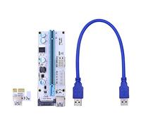 TPUOTI 100PCS LED VER008S PCI-E Riser Card PCIE 1X to 16X Extender 60CM 100CM USB 3.0 Cable 4Pin 6Pin SATA Power for GPU Miner(0.3M)