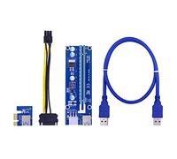 TPUOTI 100PCS VER 006C PCI-E Riser Card PCIE 1x to 16x Extender Adapter 100CM 60CM USB 3.0 Cable SATA to 6Pin Power Cord for GPU(0.6M)