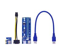 TPUOTI 100PCS VER 006C PCI-E Riser Card PCIE 1x to 16x Extender Adapter 100CM 60CM USB 3.0 Cable SATA to 6Pin Power Cord for GPU(0.3M)