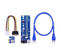 TPUOTI 100PCS VER006S PCI-E 1X to 16X Riser Card PCIE Extender 100CM 60CM 30CM USB 3.0 Cable SATA to 4Pin Power Cord for GPU(0.6M)