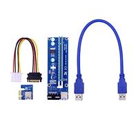 TPUOTI 100PCS VER006S PCI-E 1X to 16X Riser Card PCIE Extender 100CM 60CM 30CM USB 3.0 Cable SATA to 4Pin Power Cord for GPU(0.3M)