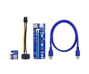 TPUOTI 10pcs VER006C 100cm PCI-E Riser Card 006C PCI Express 1X 16X USB3.0 Cable 6Pin to 15Pin Power Cord for Graphics Card