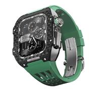 TPUOTI Fluororubber Watch Band Carbon Fiber Case Modification Kit，For Apple Watch Series 8 7 45mm SE 6 5 4 44mm Upgrade Replace Watch Strap(03,For 44mm)