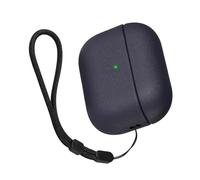 TPUs Leather Texture Case For 2 Earphone Completes Protections With Easy To Carry Lanyard Precisions Cut Earbud Case