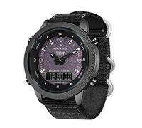 TPWEWRX Men's Solar Powered Watch 50M Waterproof Business Quartz Watches Dual Display Outdoor Sport Solar Digital Wristwatch with Compass Alarm Clock Stopwatch Backlight (Black)