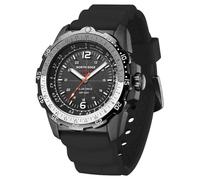 TPWEWRX Men's Solar Powered Watch 50M Waterproof Business Quartz Watches Outdoor Sport Solar Wristwatch with Speed Calculation Alarm Clock Stopwatch Backlight (Black)