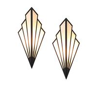 TPWEWRX Modern Wall Lights Indoor Creative Wall Sconces Lighting Fixtures Iron Art Deco Wall Lamp Linen Shade Wall Light Fan Shape Wall Light for Living Room Bedroom Hallway Aisle E14 (2pcs Black)