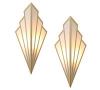 TPWEWRX Modern Wall Lights Indoor Creative Wall Sconces Lighting Fixtures Iron Art Deco Wall Lamp Linen Shade Wall Light Fan Shape Wall Light for Living Room Bedroom Hallway Aisle E14 (2pcs Gold)