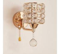 TPWEWRX Nordic Modern Wall Sconce with Pull Cord Switch Indoor Creative Crystal Wall Lights Living Room Wall Lamp Bedroom Wall Light Lighting Fixture (Gold,1-Light)