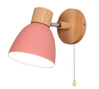 TPWEWRX Wall Sconce Lamps Lighting Fixture with Zipper on Off Switch,Bedside Macaron Wall lamp E27 Solid Wood Base Wall Lights for Living Room Aisle Children's Kid's Bedroom (Pink)