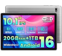 TPZ 2026 Latest Android 16 Tablet 10.1 Inch, Octa-Core 20GB RAM+1TB Expandable, 1280x800 IPS HD, 5G, Bluetooth 5, Widevine L1, Dual Camera, Tablet for Work & Entertainment,Dual Speakers,WiFi 6,Gray