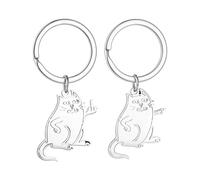 TPZORJX 1 Pair of Partner Keyrings Cat Couples Couple Gifts for Both Cats Keyring Personalised Stainless Steel Cat Couple Keychain Best Friend Friendship Gifts