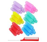 TPZORJX 37 Pieces Manual Hair Rollers Self-Adhesive for Salon, Hairdressing Salon, Rat Tail Comb, DIY Curling Iron with Steel Pin Pointed Tail Comb