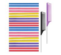 TPZORJX Curlers Small, Pack of 20 Flexible Curling Irons Twist Foam Curlers Soft Foam No Heat Curlers and 2 Steel Rat Tail Comb for Women Girls Long and Short Hair